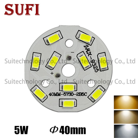 Panneau lumineux LED SMD, 5W, 40mm de luminosité, blanc naturel, blanc chaud, Source de lumière pour bricolage, SMD5730, 10 pièces ► Photo 1/6