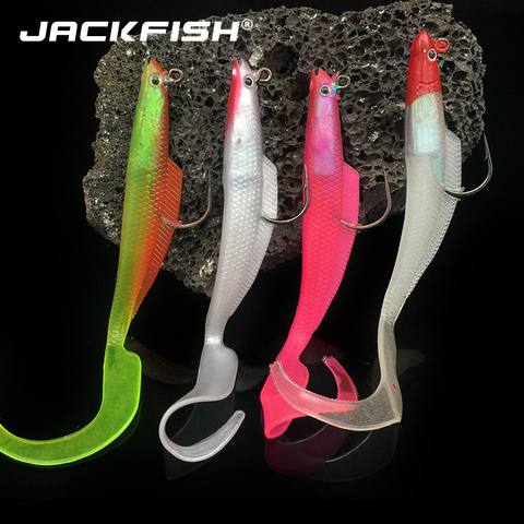 JACKFISH 12CM/8G leurre souple Wobblers artificiel Silicone appât de pêche leurre bar de mer carpe pêche plomb cuillère gabarit leurres attirail ► Photo 1/5