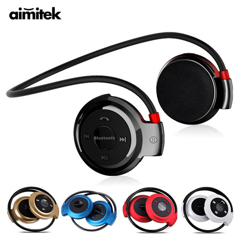 Aimitek Sport sans fil Bluetooth casque stéréo écouteurs Mp3 lecteur de musique casque écouteur Micro SD carte Slot mains libres Micro ► Photo 1/6
