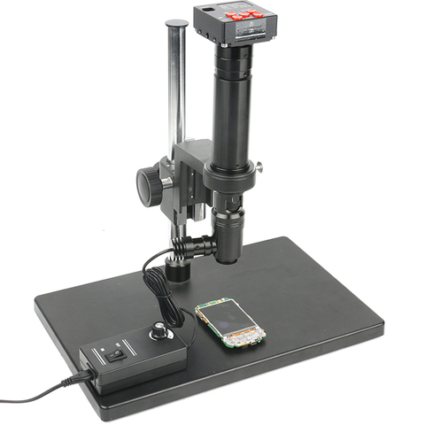 Zoom d'inspection 400x, ensemble de lentilles à monture C, monoculaire, lumière coaxiale, + 38mp HDMI USB, Microscope industriel, support de caméra stéréo pour PCB ► Photo 1/1