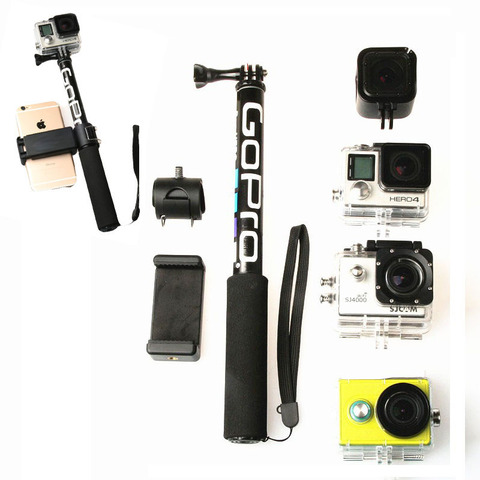Auto Selfie bâton poche extensible pôle monopode support pour téléphone adaptateur pour Go Pro HERO 9 8 7 6 5 4 Xiaoyi 4K SJCAM accessoires ► Photo 1/6