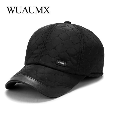 Wuaumx – Casquette de Baseball pour hommes, avec rabat d'oreille, en coton chaud et épais, à rabat, Vintage, pour papa, automne et hiver ► Photo 1/6