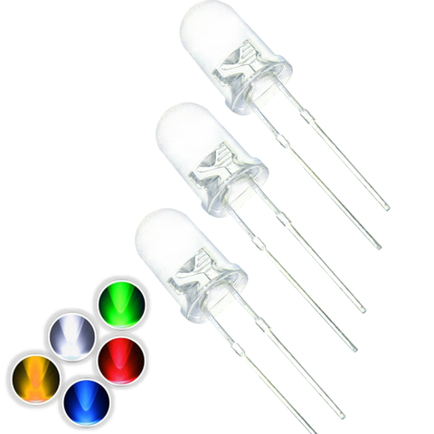 Kit d'assortiment de diodes électroluminescentes Ultra lumineuses, 5 couleurs, 5MM, eau claire, vert/jaune/bleu/blanc/rouge, 100 pièces/lot ► Photo 1/1
