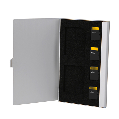 Argent 6 fentes porte-cartes mémoire monocouche aluminium 2 SD + 4TF Micro SD cartes Pin StorageBox protecteur de boîtier ► Photo 1/6