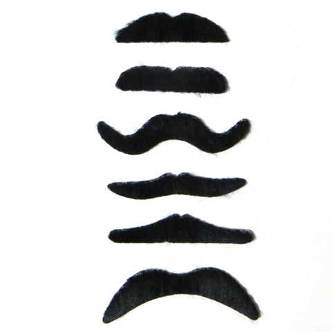 6 pièces/ensemble noir déguisement fête Halloween fausse Moustache Moustache drôle fausse barbe moustaches ► Photo 1/6