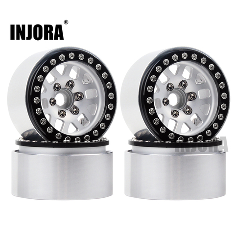 INJORA – moyeu de roue de 1.9 pouces en alliage d'aluminium, 4 pièces, pour 1.9 RC Crawler Traxxas TRX4 Axial SCX10 et SCX10 II 1/10 AX10 D90 ► Photo 1/6