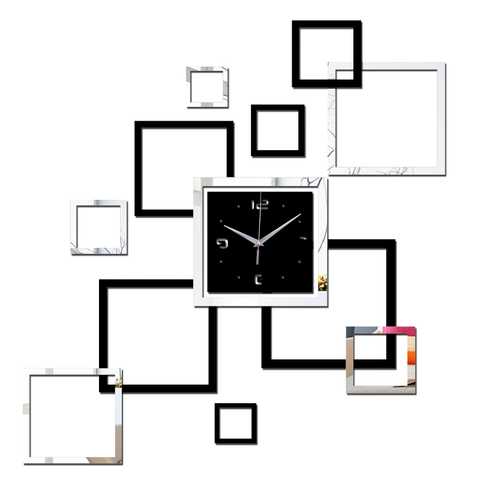 Horloge murale de bricolage en 3d, salon 2022, nouvelle horloge murale de bricolage, horloges de décoration intérieure, montre, horloge murale, quartz, autocollants de miroir en acrylique ► Photo 1/5