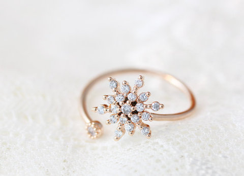 Todorova blanc CZ cristal flocon de neige anneau de doigt anneaux d'ouverture réglables pour les femmes de mariage fiançailles cadeau de noël ► Photo 1/3