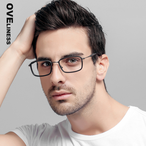 Montures de lunettes pour hommes, lentille transparente optique pour ordinateur, lunettes transparentes, lunettes pour myopie, prescription pour hommes, montures de lunettes ► Photo 1/6