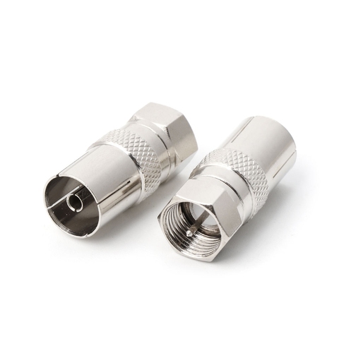 OOTDTY – connecteur mâle Type F, 2 pièces, prise pour télévision aérienne RF coaxial, adaptateurs RF femelles, alliage de Zinc argent ► Photo 1/6