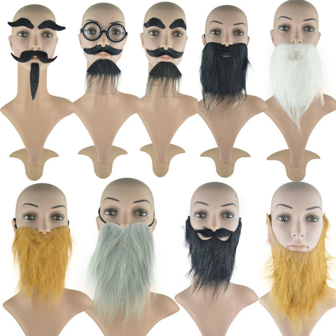 Accessoires de mascarade, déguisement de fête de vacances, fausse barbe, huit personnages, barbe pour homme, pour bal de promo ► Photo 1/6