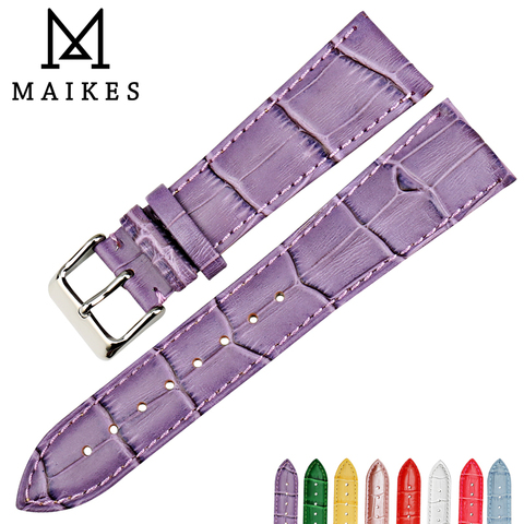 MAIKES bracelet de montre en cuir véritable de haute qualité beaux accessoires violets bracelet de montre 12mm 14mm 16mm 17mm 18mm 19mm 20mm 22mm ► Photo 1/6