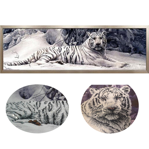 5D bricolage diamant peinture point de croix blanc tigre rond diamant mosaïque diamant broderie animaux maison peintures loisirs artisanat ► Photo 1/6