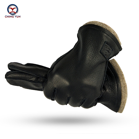 Zing YUN – gants d'hiver en cuir de cerf pour homme, accessoire de suture externe, chaud et doux, doublure 70% laine, grande taille, nouvelle collection ► Photo 1/6