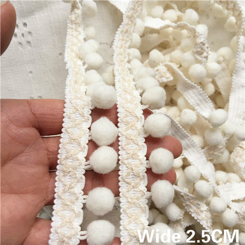 Pompon en dentelle de coton brodé de 2.5CM de large | Nouveau, ruban brodé, pompon bord garniture, rideaux robe épissure frange couture bricolage, fournitures Guipure ► Photo 1/6