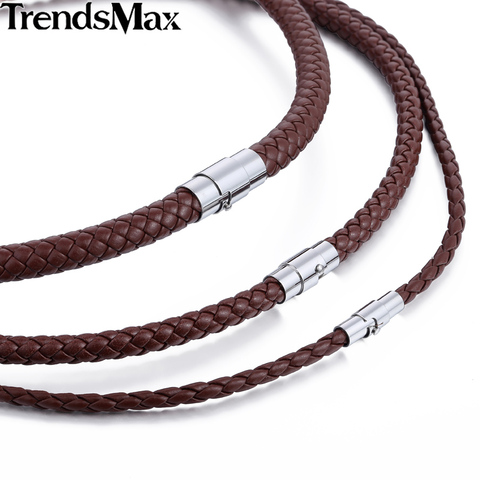 Classique hommes en cuir collier ras du cou noir marron tressé corde collier pour hommes cadeaux en gros livraison directe bijoux masculins UNM27 ► Photo 1/5