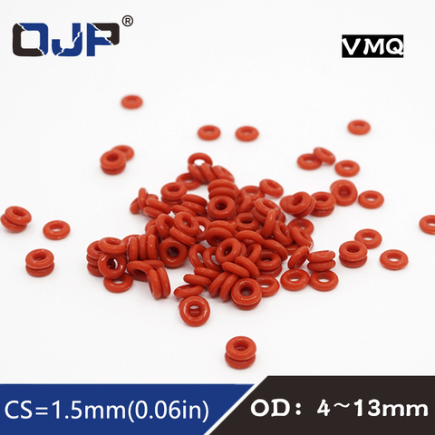 Joint torique en Silicone rouge, 1.5mm d'épaisseur OD4/5/6/7/8/9/10/11/12/13mm, 10 pièces/lot ► Photo 1/6