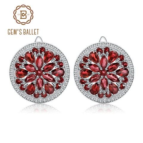 Boucles d'oreilles de BALLET de luxe pour femmes, bijoux fins de mariage, en pierre de grenat rouge naturel, en argent Sterling 925, 7.76Ct ► Photo 1/6