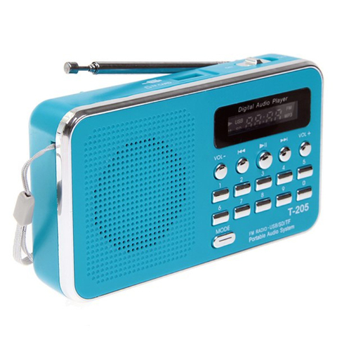 Promotion T-205 FM Radio Portable HiFi carte haut-parleur numérique multimédia MP3 musique haut-parleur blanc Camping randonnée Sports de plein air ► Photo 1/6