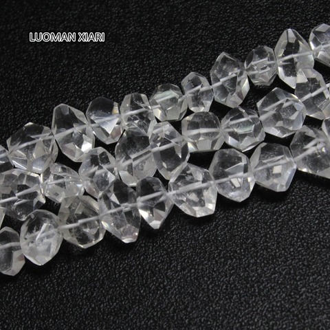 LUOMAN XIARI – perles en pierre de cristal blanc, facettes naturelles, irrégulières, pour la fabrication de bijoux, matériel de collier, 14x20mm, brin 15'' ► Photo 1/1