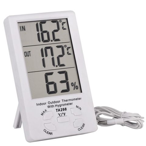 Thermomètre numérique LCD électronique d'intérieur et d'extérieur, avec hygromètre, température et humidité, sonde externe, câble de capteur ► Photo 1/6