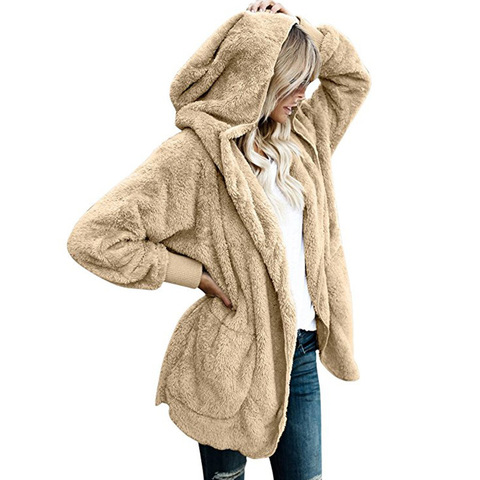 2022 hiver polaire pull Sherpa polaire à capuche surdimensionné Long Cardigan Teddy moelleux automne hiver vêtements chauds femmes chandails ► Photo 1/6