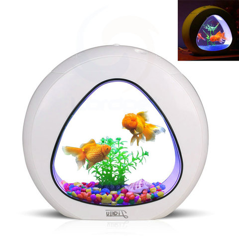 RR-YRN Kit De Mini Aquarium (avec Lumières, Pompe À Eau Et Filtre),  Réservoir De Poisson Écologique sans Changement d'eau, Utilisé pour La  Décoration De Salon De Bureau De Bureau, 10L,Rouge : 