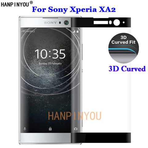 Film de protection d'écran pour Sony Xperia XA2 / Dual H3113 H3123 H3133 H4113, 5.2 pouces, couverture complète 3D, verre trempé incurvé 9H, Premium ► Photo 1/6
