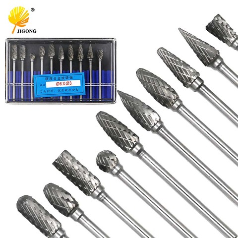 10 pcs/ensemble 3*6 MM Double texte Tête En Carbure de Tungstène Outil Rotatif Point Burr Die Grinder Outils Abrasifs Forage fraisage Sculpture Peu ► Photo 1/6