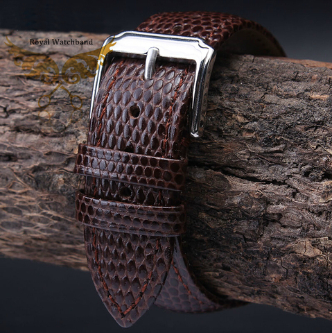 Bracelet en cuir véritable marron pour montre, nouveau modèle de lézard de qualité supérieure, 18mm 20mm 22mm 24mm, livraison gratuite ► Photo 1/5