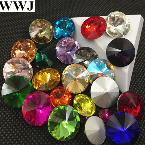 Pierres fantaisie en verre Rivoli, différentes tailles, 6mm 8mm,10mm,12mm,14mm,16,18mm, pierres à bijoux AB, rose, Siam rouge, peut mélanger ► Photo 1/6