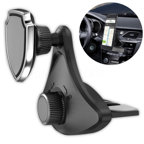 Téléphone Portable de support magnétique de support de bâti de fente de CD de voiture rotative à 360 degrés noir pour le support portatif de voiture de Smartphone Mobile d'android ► Photo 1/6