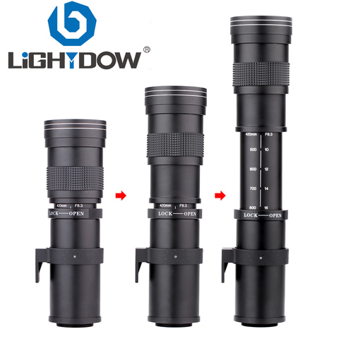 Lightdow 420-800mm F/8.3-16 Super téléobjectif Zoom manuel + bague d'adaptation T2 pour appareils photo reflex numériques Canon objectif à monture EF-S EF ► Photo 1/6