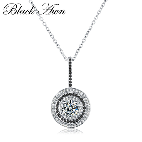 Nouveau classique Fine véritable 100% 925 en argent Sterling diapositive collier femmes Bijoux rond Bijoux Femme colliers et pendentifs P074 ► Photo 1/6