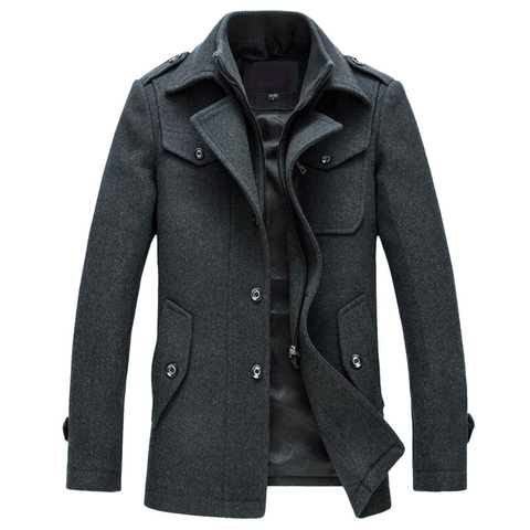 Manteau d'hiver en laine à coupe étroite pour homme, veste chaude d'extérieur décontractée, grande taille, collection M-4XL ► Photo 1/6