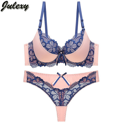 Julexy string ensemble soutien-gorge push up dentelle creux soutien-gorge et culotte ensemble sous-vêtements Femme culotte Lingerie ► Photo 1/6