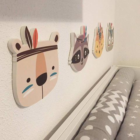 Stickers muraux 3D d'animaux de décoration nordique pour chambre d'enfant, Stickers muraux en plumes de renard, pour chambres d'enfants ► Photo 1/6