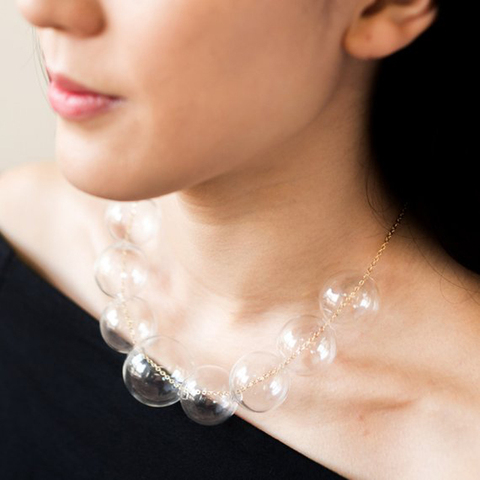 Collier de perles en verre transparent 9 pour femmes, Bijoux uniques, charmant, Style d'été, 2022 ► Photo 1/2