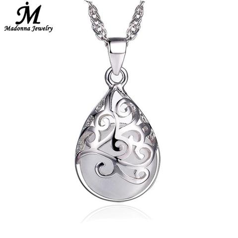 Pendentif plaqué argent en pierre de lune, pendentif opale en pierre de lune, Design ajouré, bijoux de fontaine de Trevi pour femmes, nouvelle mode ► Photo 1/6