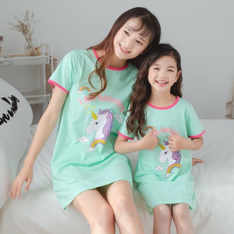 Pyjama licorne pour mères et filles | Vêtements assortis pour la famille, tenue d'été, pour bébés filles ► Photo 1/6