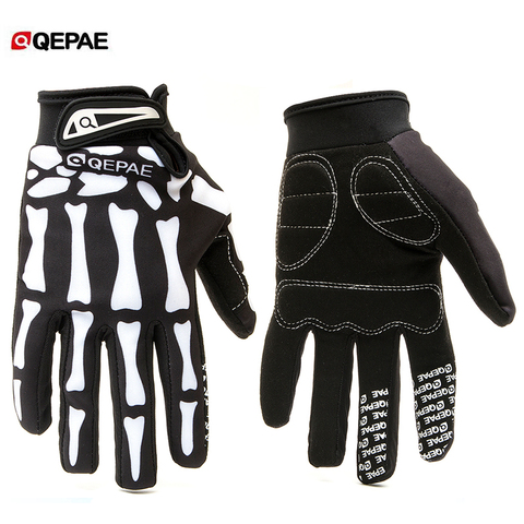 Qeqae-gants de cyclisme unisexes, complets, à motif de squelette, pour course de moto, gants de vélo, pour moto, pour femmes et hommes ► Photo 1/6