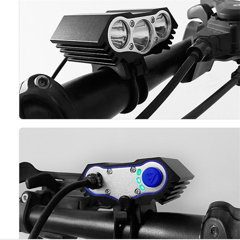Lumière de bicyclette 3x t6 LED, lumière frontale pour vélo, éclairage pour cyclisme de nuit, lampe frontale uniquement, lampe sans batterie, USB 5V ► Photo 1/5