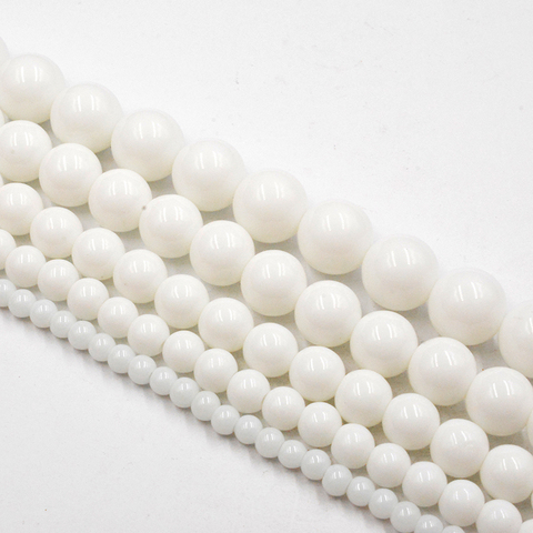 Perles rondes en pierre blanche naturelle, 4 à 12mm, en vrac, pour la fabrication de bijoux, accessoires DIY, livraison gratuite, brin de 15 pouces, vente en gros ► Photo 1/1