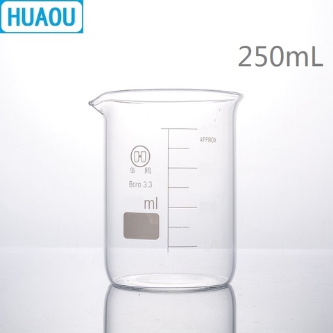 HUAOU-bécher en verre Borosilicate, 250mL, forme basse, avec tasse de mesure et bec de Graduation, équipement de chimie de laboratoire, 3.3 mL ► Photo 1/4