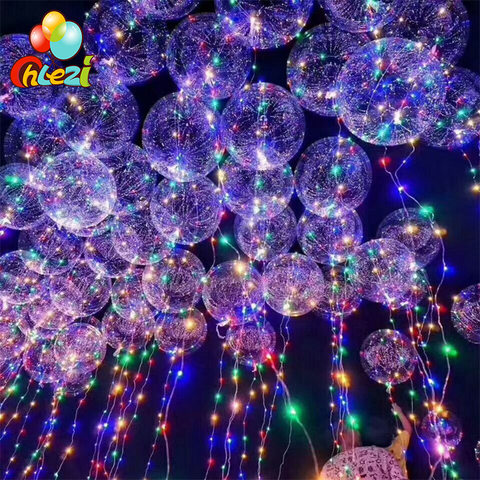 18/30 pouces clair bulle ballon avec bande Led fil de cuivre Led lumineuse ballons pour décorations de mariage fête d'anniversaire fournitures ► Photo 1/6