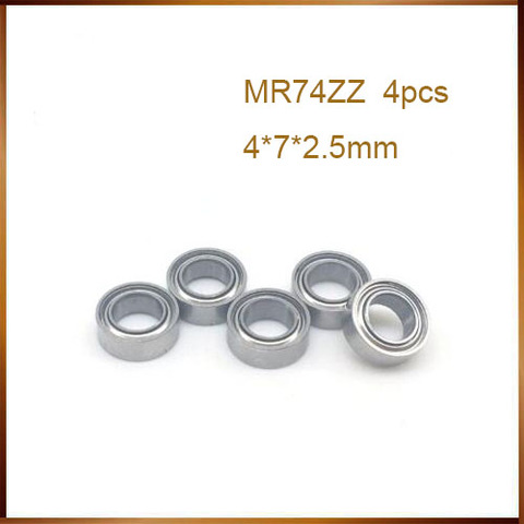 Abec – roulements à billes de haute qualité, lot de 4 pièces ABEC MR74ZZ MR74Z MR74 ZZ L-740ZZ 4x7x2.5mm 4x7x2.5mm, bouclier métallique Miniature à gorge profonde ► Photo 1/6