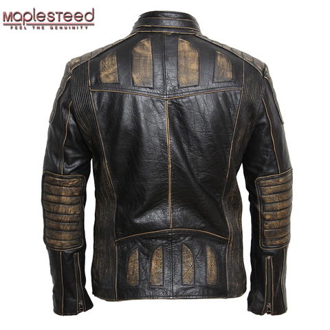 MAPLESTEED Vintage Moto veste hommes en cuir veste 100% peau de vache en cuir véritable vestes hommes Biker manteau Moto veste 5XL 090 ► Photo 1/6