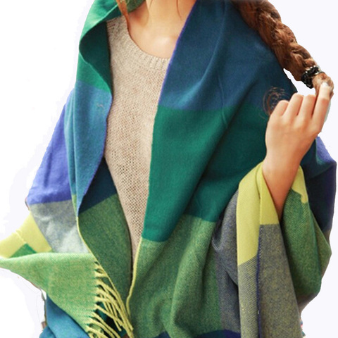 RUNMEIFA-écharpe en laine pour femmes | Marque de luxe, écharpe chaude, à carreaux, couverture épaisse, châles et écharpes enveloppe pour femmes, haute qualité, 2022 ► Photo 1/6