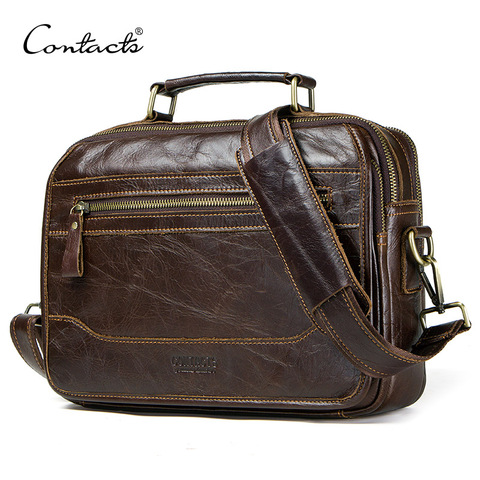 CONTACT'S nouvelle huile vache en cuir sac de messager pour hommes hommes sac cartable hommes sacs à bandoulière masculina bolso gros décontracté sacs à bandoulière ► Photo 1/6