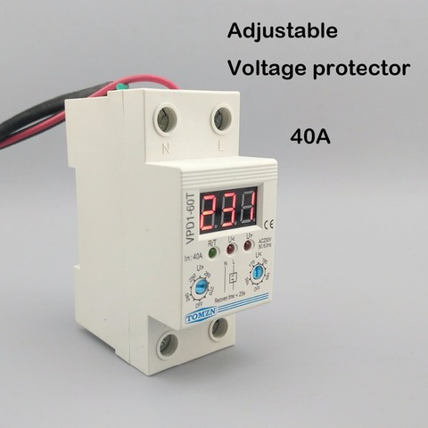 40A 220 V réglable reconnexion automatique sur tension et sous la protection de tension dispositif relais avec Voltmètre moniteur de tension ► Photo 1/6